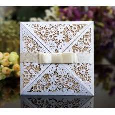 White Invitation Card With Envelope Marriage Invitation Card Customization